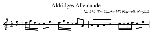Aldridges Allemande - staff notation