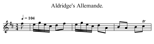 Aldridge's Allemande. - staff notation