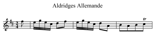 Aldridges Allemande - staff notation