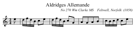 Aldridges Allemande - staff notation