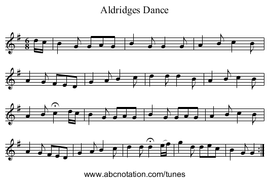 Aldridges Dance - staff notation