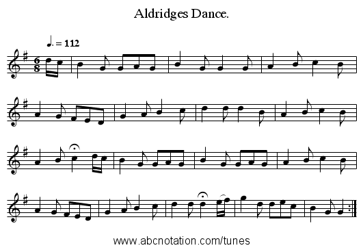 Aldridges Dance. - staff notation