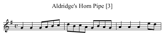 Aldridge's Horn Pipe [3] - staff notation
