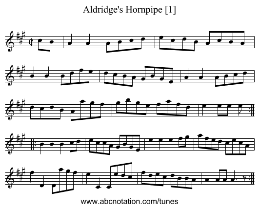 Aldridge's Hornpipe [1] - staff notation