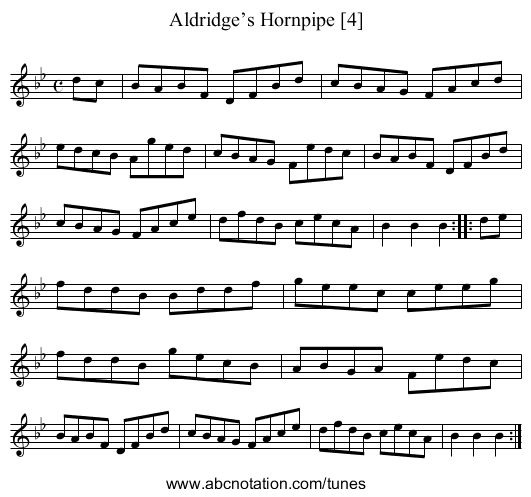 Aldridge’s Hornpipe [4] - staff notation