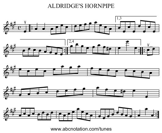 ALDRIDGE'S HORNPIPE - staff notation