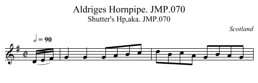 Aldriges Hornpipe. JMP.070 - staff notation
