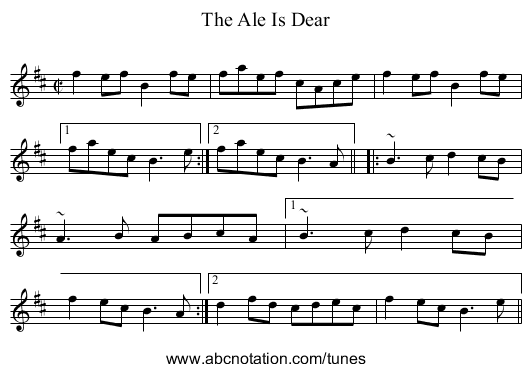 Ale Is Dear, The - staff notation