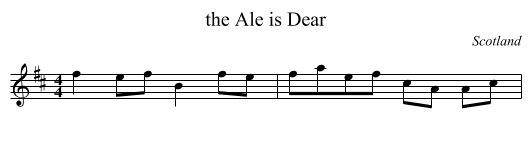 Ale is Dear, the  - staff notation
