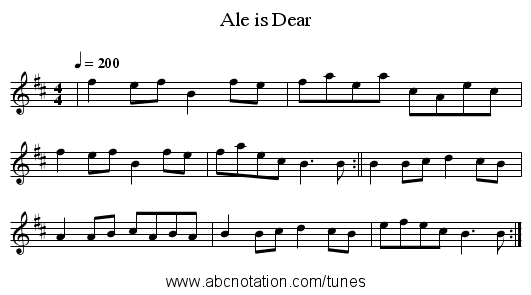Ale is Dear - staff notation