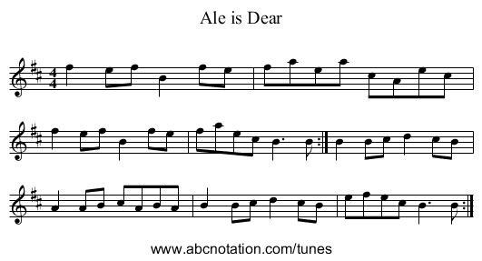 Ale is Dear - staff notation