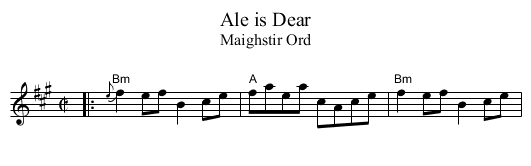 Ale is Dear - staff notation