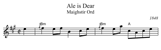 Ale is Dear - staff notation