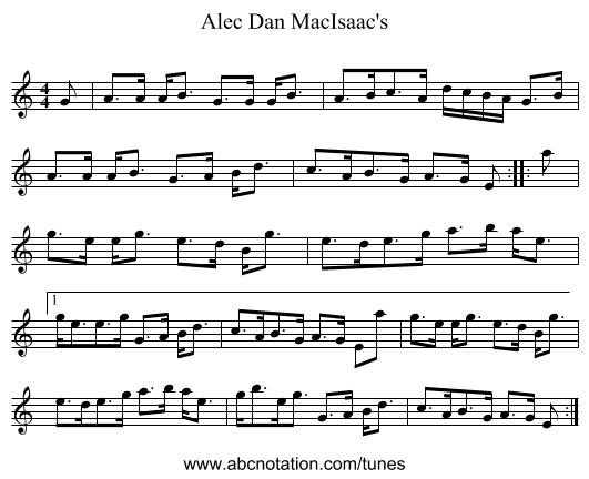 Alec Dan MacIsaac's - staff notation