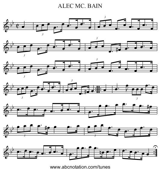 ALEC MC. BAIN - staff notation