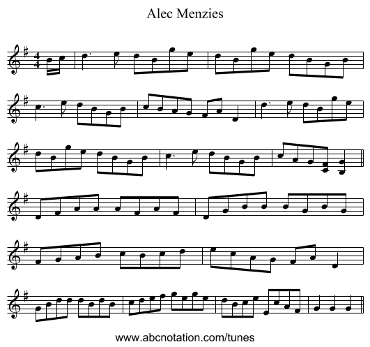 Alec Menzies - staff notation