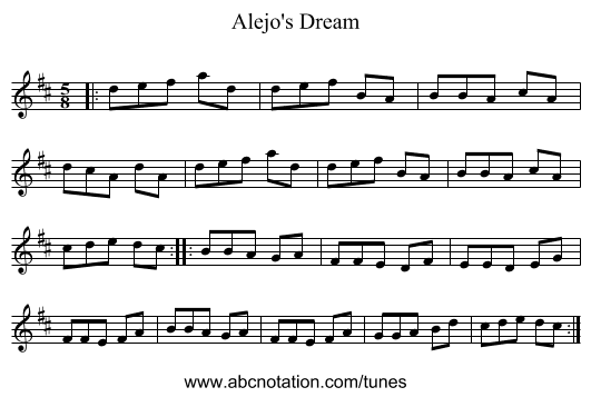 Alejo's Dream - staff notation