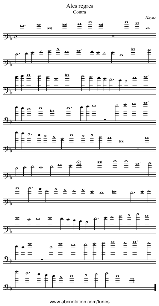 Ales regres - staff notation