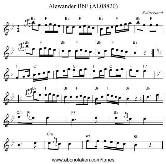 Alewander BbF (AL08820) - staff notation