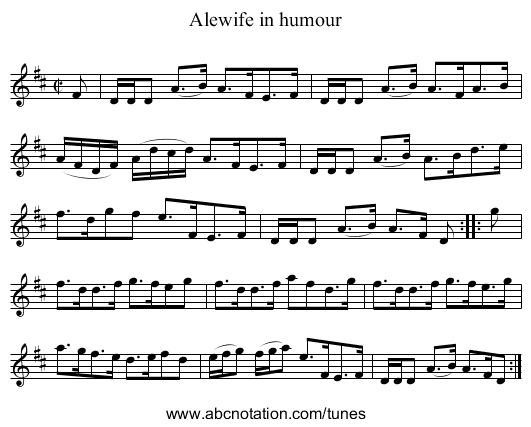 Alewife in humour - staff notation