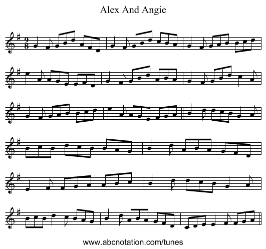Alex And Angie - staff notation