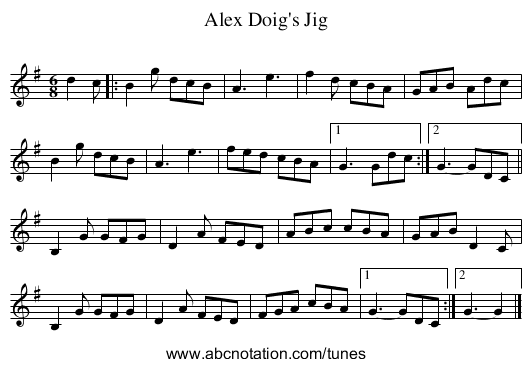 Alex Doig's Jig - staff notation