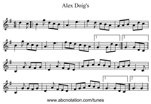 Alex Doig's - staff notation