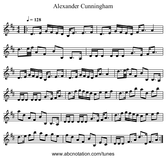 Alexander Cunningham - staff notation