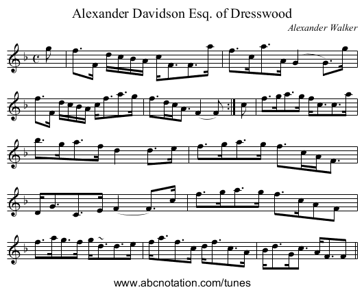 Alexander Davidson Esq. of Dresswood - staff notation
