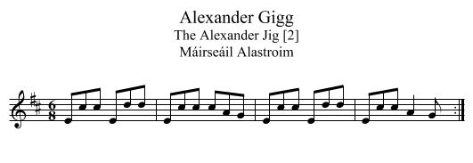 Alexander Gigg - staff notation