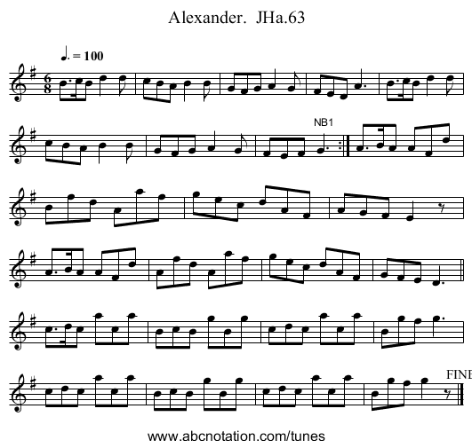 Alexander.  JHa.63 - staff notation