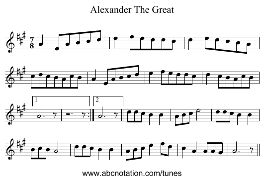 Alexander The Great - staff notation