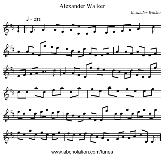 Alexander Walker - staff notation
