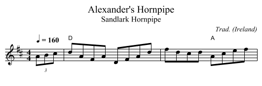 Alexander's Hornpipe - staff notation