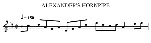 ALEXANDER'S HORNPIPE - staff notation