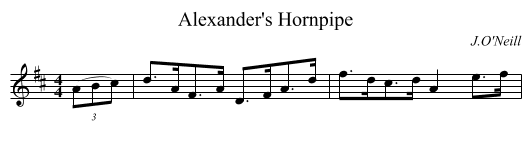 Alexander's Hornpipe - staff notation