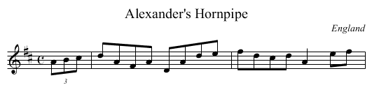 Alexander's Hornpipe - staff notation