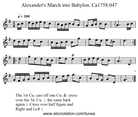 Alexander's March into Babylon. Ca1758.047 - staff notation