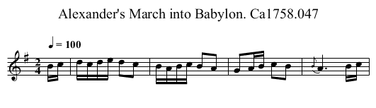 Alexander's March into Babylon. Ca1758.047 - staff notation