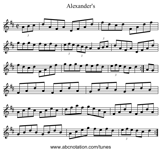 Alexander's - staff notation