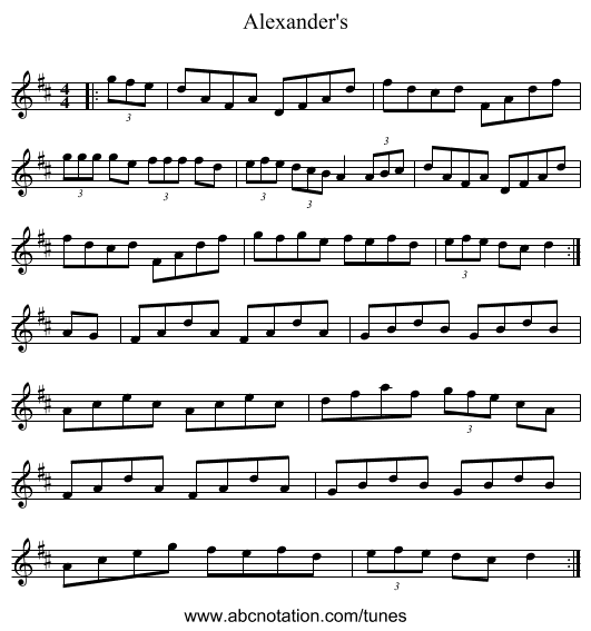 Alexander's - staff notation