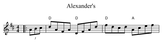 Alexander's - staff notation