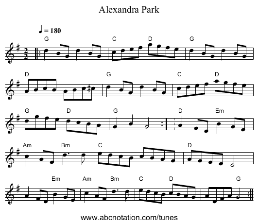 Alexandra Park - staff notation