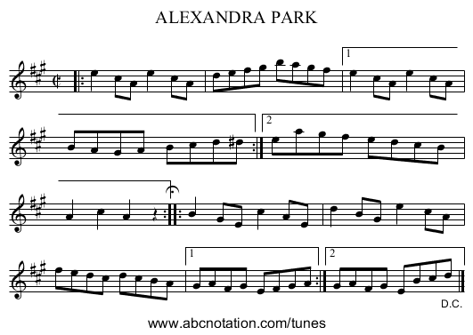 ALEXANDRA PARK - staff notation