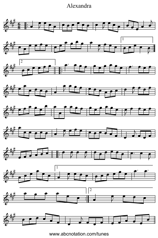 Alexandra - staff notation