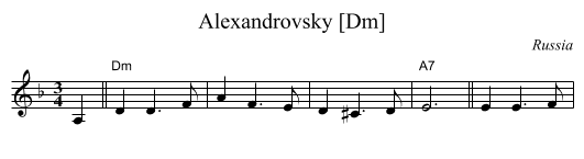 Alexandrovsky [Dm] - staff notation