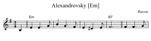 Alexandrovsky [Em] - staff notation