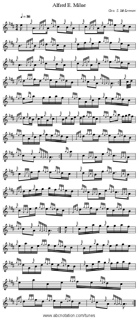 Alfred E. Milne - staff notation