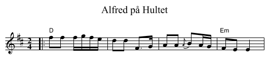 Alfred p&aring; Hultet - staff notation