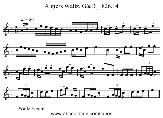 Algiers Waltz. G&D_1826.14 - staff notation